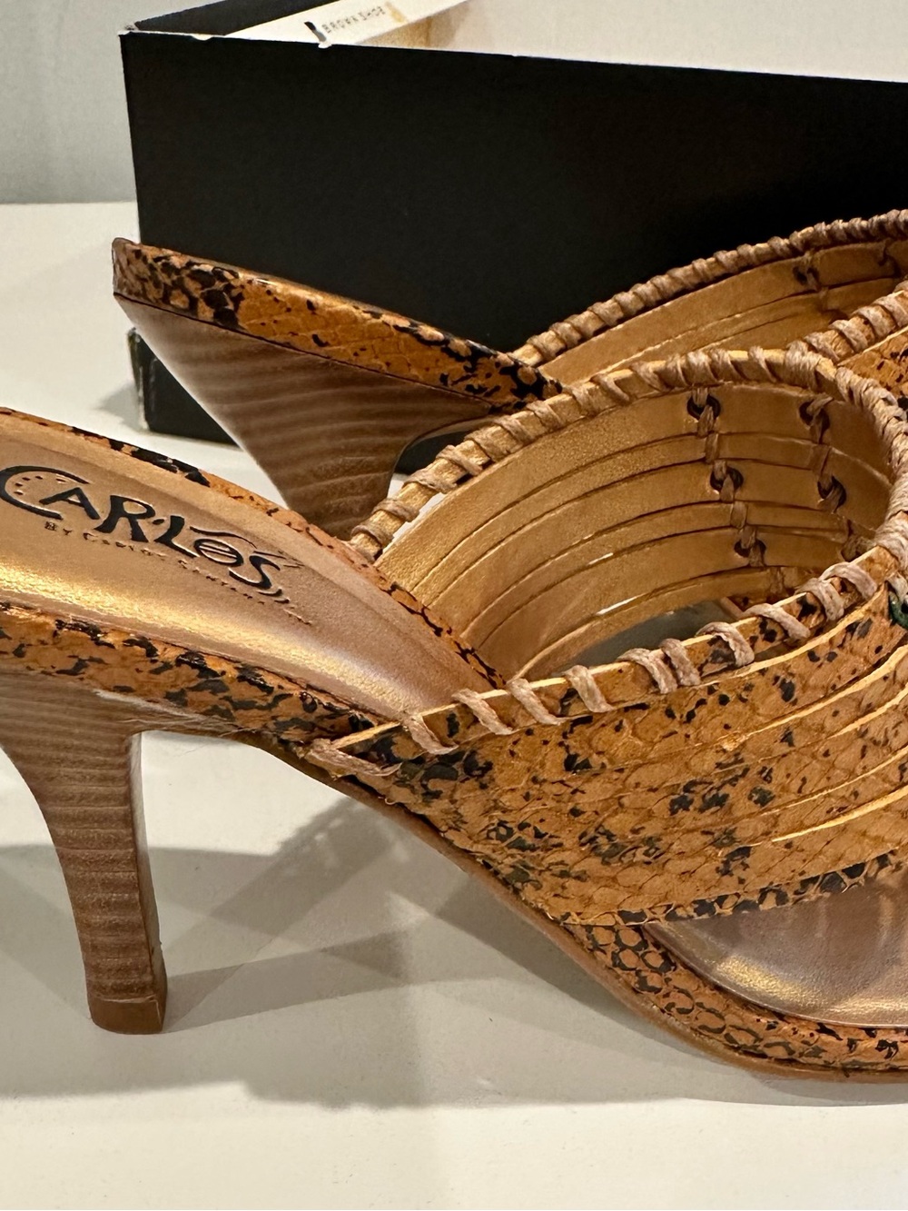 Carlos by Carlos Santana Brown Snake-Print Woven Slide Mules - Picture 2 of 3